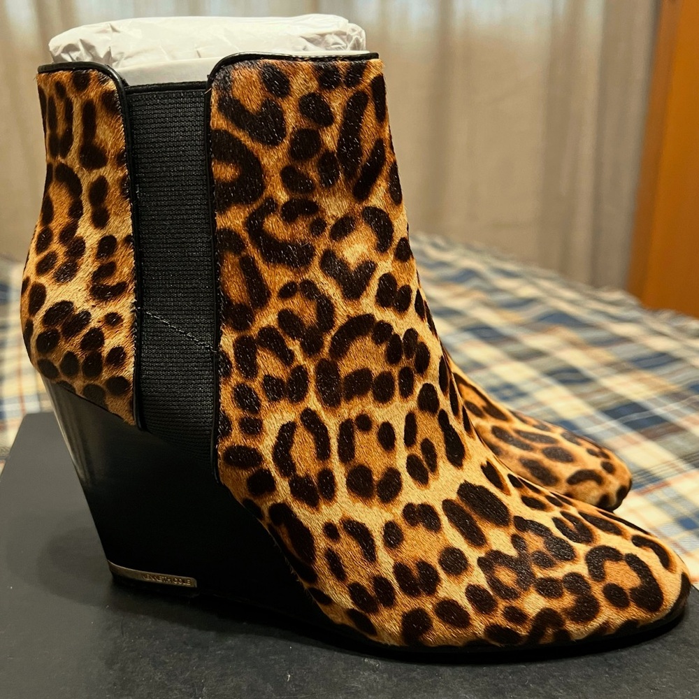 Kenneth Cole Women’s Leopard Print Merrick Wedge Ankle Boot
